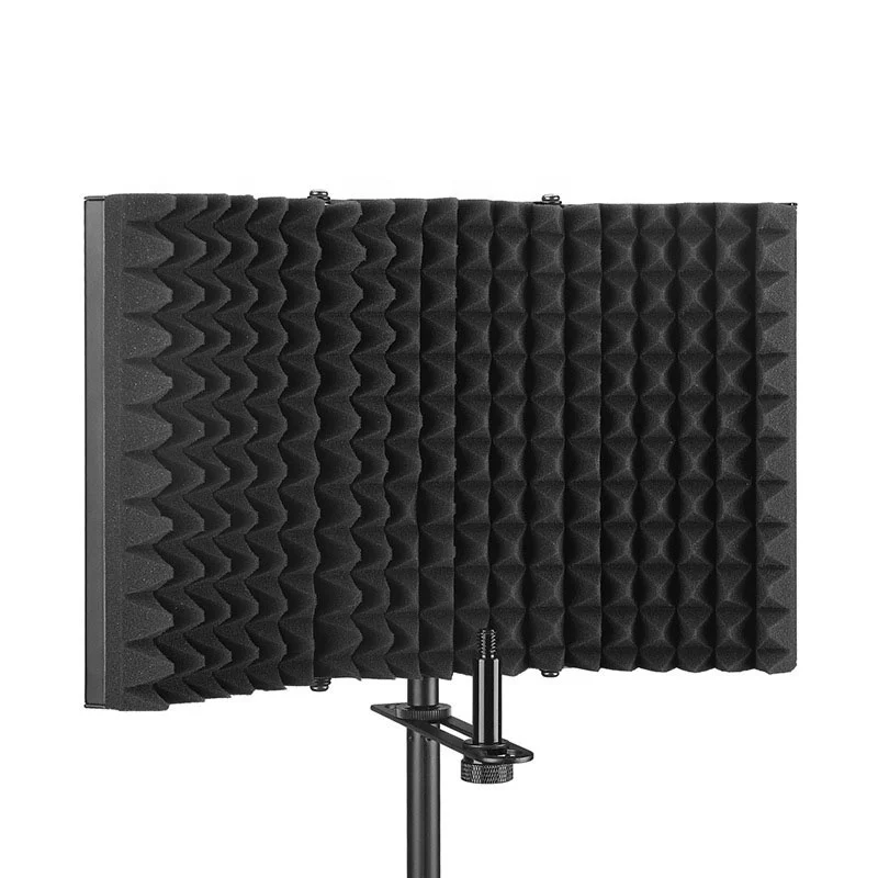 

Professional microphone isolation shield soundproof acoustic foam for recording studio microphone, Black