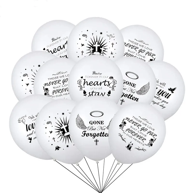 

Wholesale Memorial Balloons Set Dove Bird White Memorial Funeral Celebration Life Latex Balloons with Ribbons