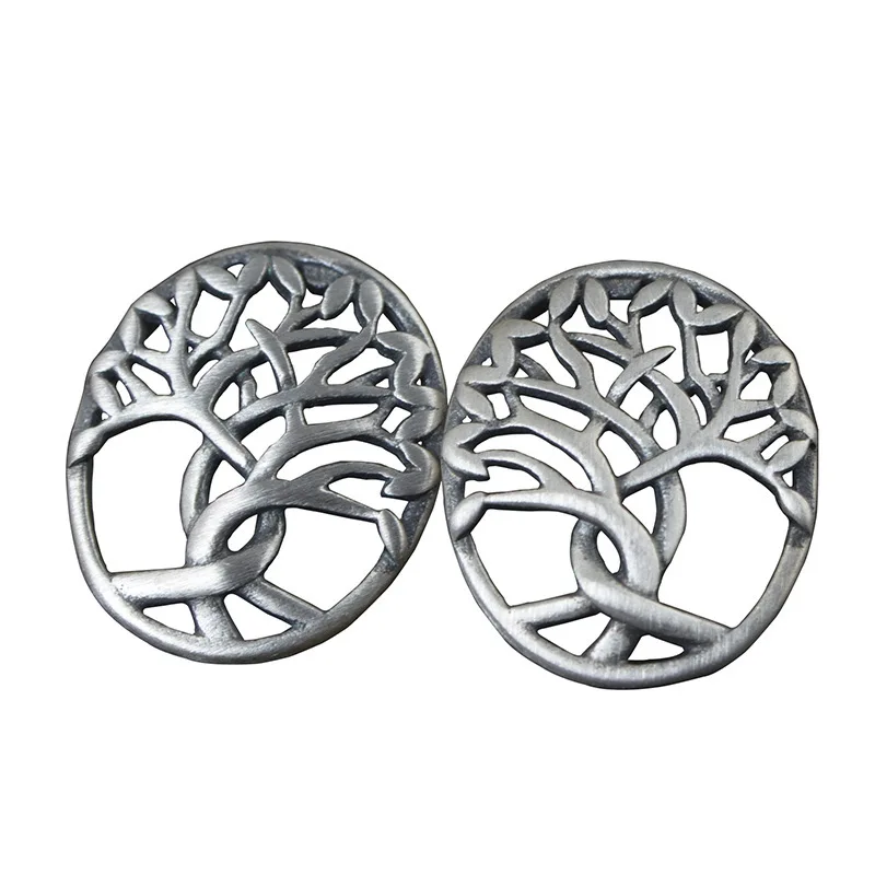 

S925 Sterling Silver Vintage Matte Earrings for Women Fashion Tree of Life with Hollow Pattern Stud Earrings Jewelry Gift