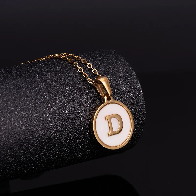 

18K gold plating shell necklace pendant stainless steel for women initial letter necklace design jewelry, Picture shows