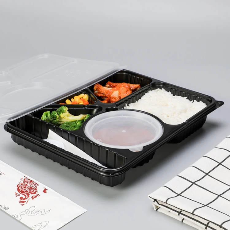 Microwavable Bento Box With 6 Compartments Disposable Plastic Lunch Box