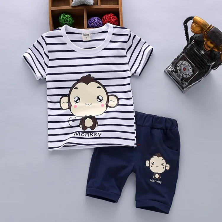 

toddler Kids Clothes Set 2pcs Cotton casual sport Clothing Suit Boy Printing Tops and Shorts Cartoon Short Sleeve Printing Suit