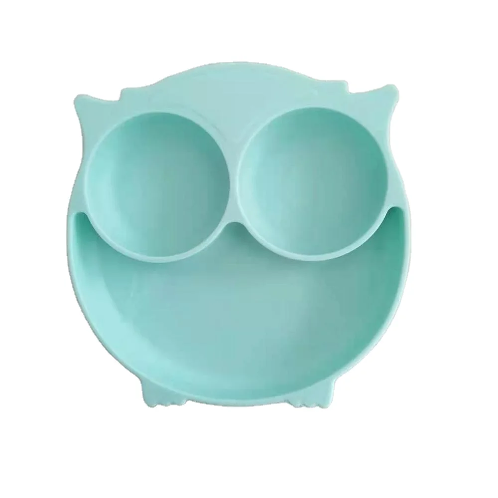 

Divided Sectional Owl Dish Baby Feeding Plate 100% Food Grade BPA Free Silicone Prato