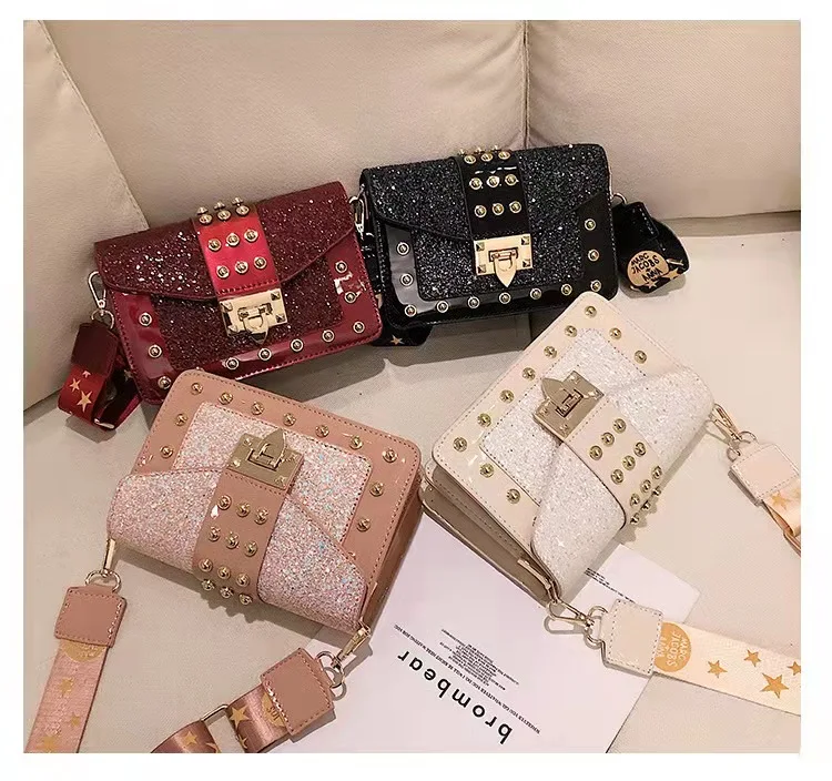 

wholesale women's wear rivet sequins fashion women shoulder bags 2022 new lady hand bags