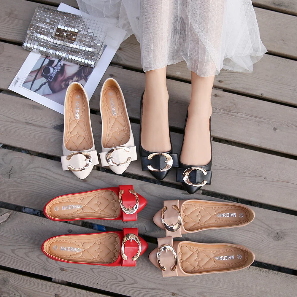 

Best selling Plus Size Flats Single ShoeLightweigh Soft Buckle decoration Women Flat Shoes, Colorful