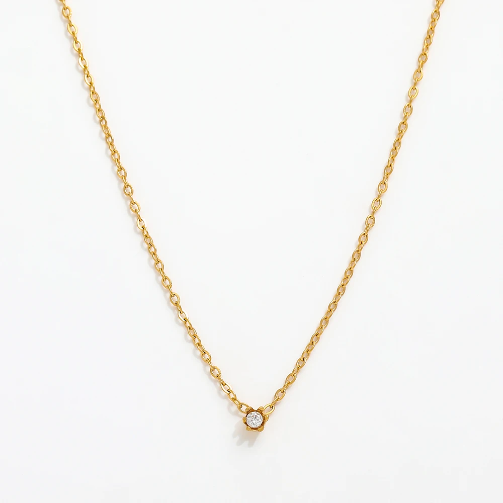 Joolim Jewelry 18K Gold Plated Flashing CZ Pendant Necklace Stainless Steel Jewelry Wholesale