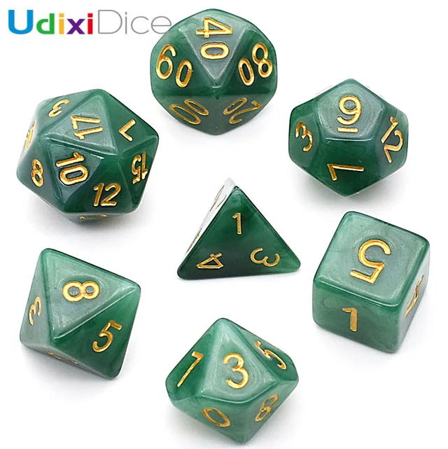 

Polyhedral DND Dice Sets Jade Dice Gemstone for Dungeons and Dragons Pathfinder RPG MTG Table Gaming, 5 color