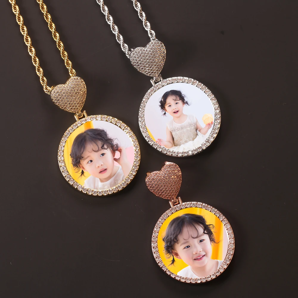 

popular INS Creative heart DIY Zircon Photo Frame Pendant Men And Women Hip-hop Commemorative Necklace