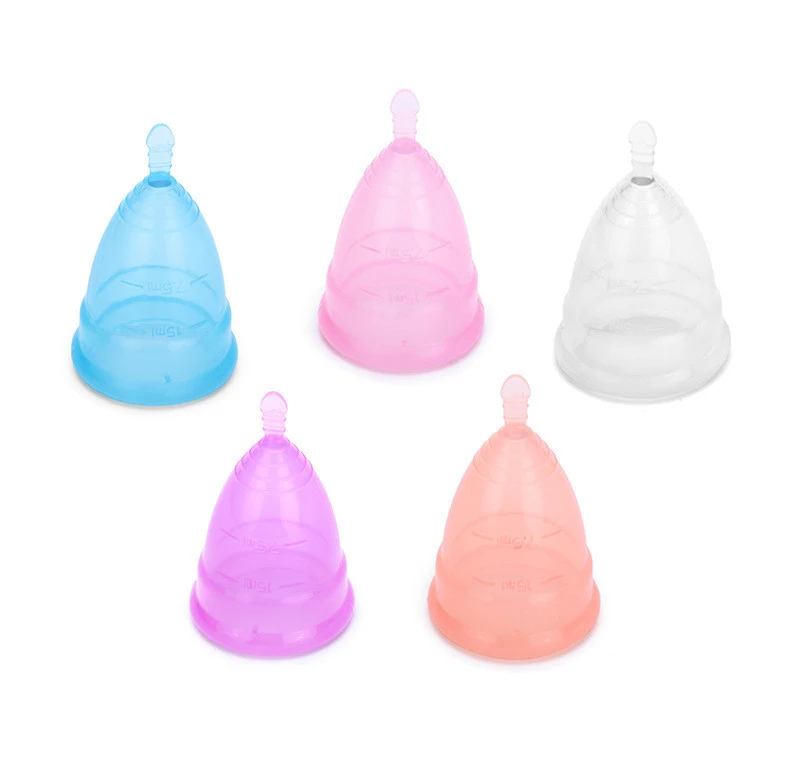 

Lovely Color Coletor Menstrual 100% Medical Silicone Menstrual Cup, Pink/white/blue/purple