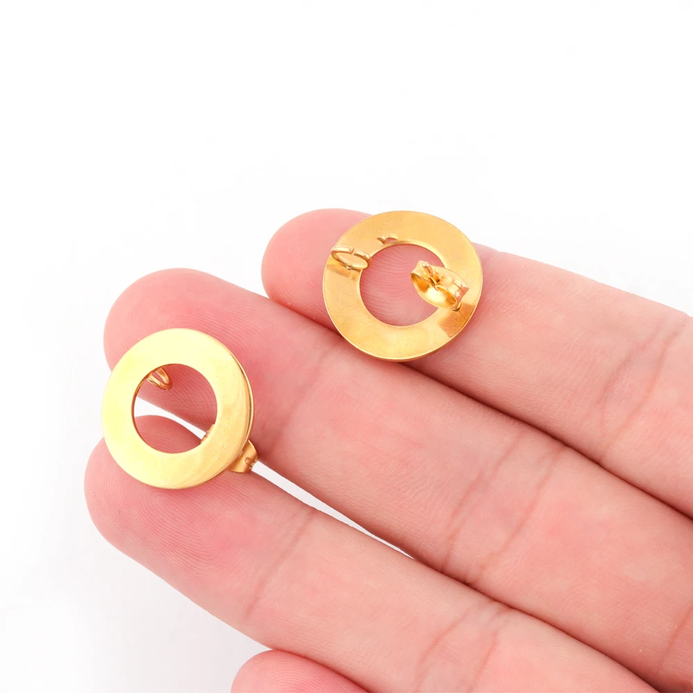 

Stainless steel hollow round welding earrings with ear plugs Earrings Jewelry for jewelry findings, Picture