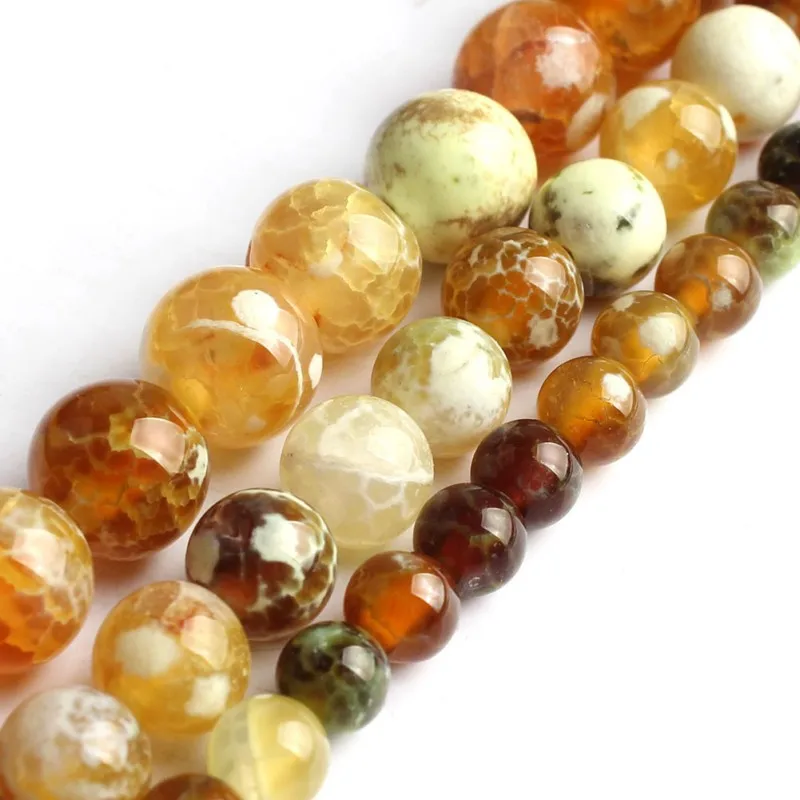 

Wholesale 6/8/10MM Brown Fire Agates Stone Onyx Smooth Round Beads for Jewelry Making Diy Bracelet