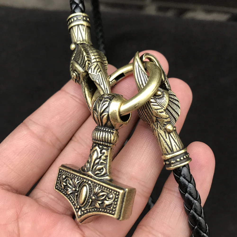 

Fashion Jewelry Silver Plated Viking Thor's Hammer Necklace Pendant Leather Necklace For Men