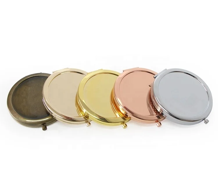 

70mm Sublimation blank compact pocket mirrors , Cosmetic make up Small hand Round mirror, Silver,gold,rose gold