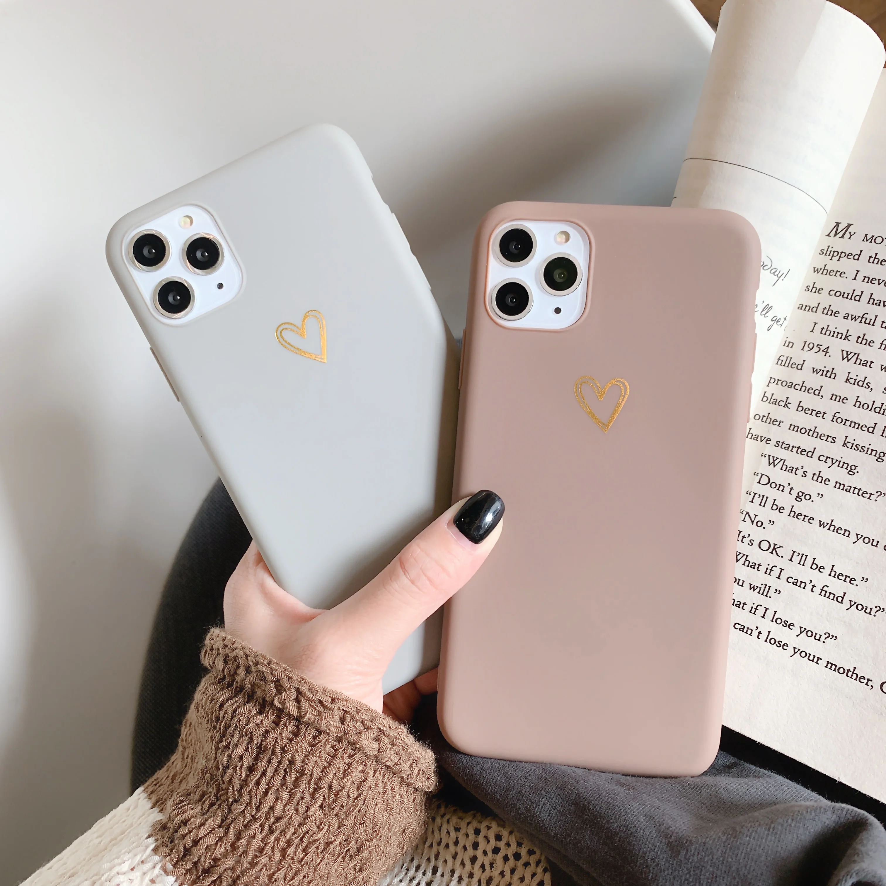 

Hot stamping love Silicone Soft Cover Lens Protection Clear TPU Phone Case For iPhone 11 Pro XS Max X 8 7 6s Plus Case