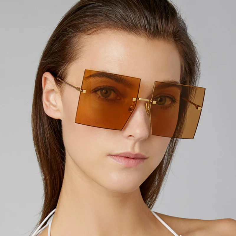 

VIFF HM21167 Big Frame Fashion Brand Designer Oversize Glasses Lentes Gafas De Sol Oversized Rimless Square Sunglasses 2021