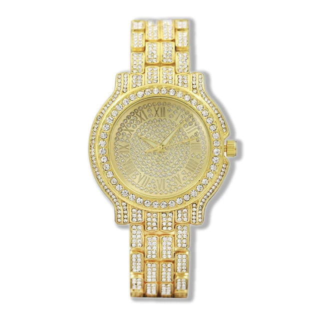 

Unisex Wholesale Fashion Iced Out Rhinestone Diamond Watch For Men And Women, Gold