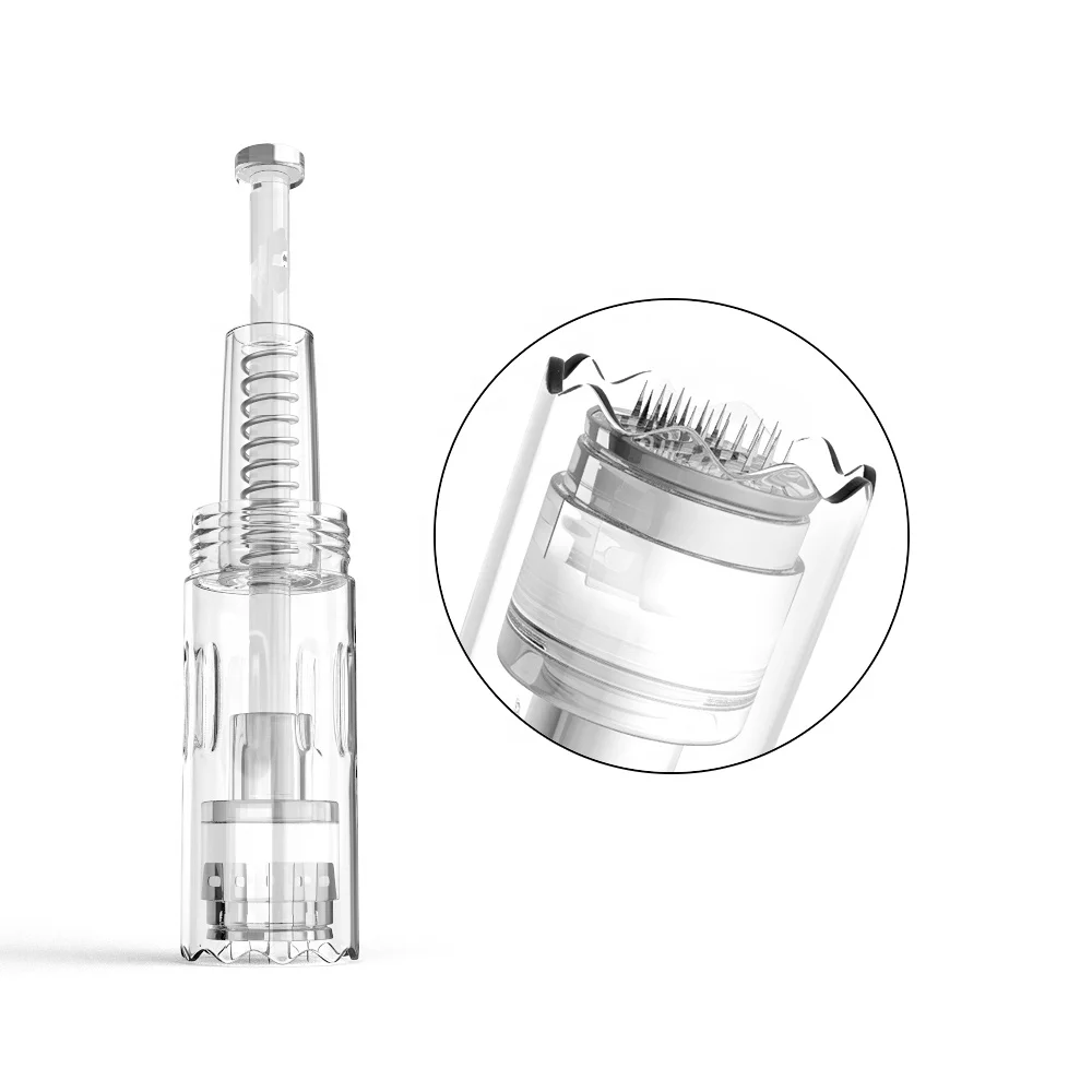 

Replaceable Derma Pen Needle Cartridge For Silver Metal Shell Dermapen Screw Needle Tip With 9 12 24 36 42 Nano 3D 5D Microneedl, Transparent or customized color