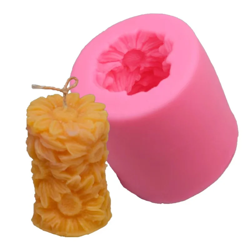 

New Arrival Round 3D Flower Candle Silicone Mold For Candle Making, As the picture