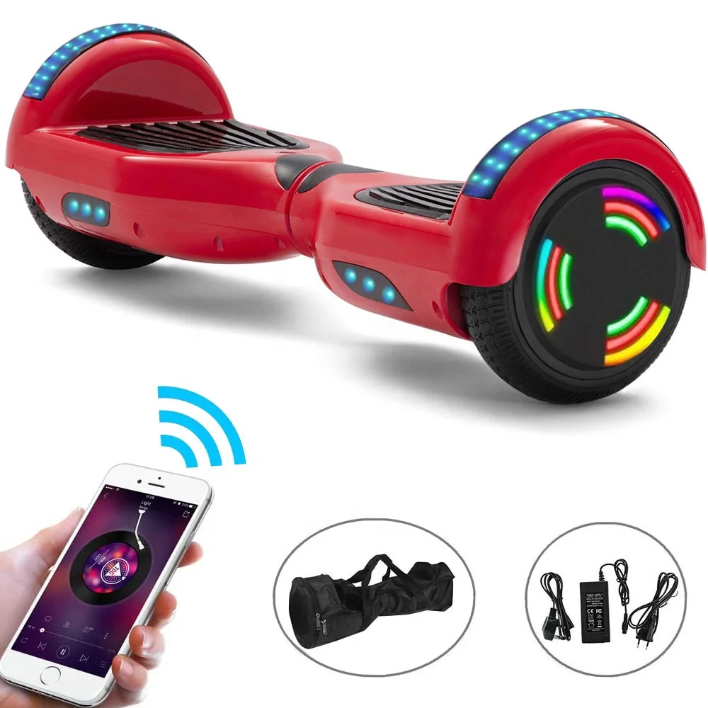 

E-skateboard fast Electric Scooters LED Remote Key Self-balancing Scooter 2 Wheels Flash Lights Hoverboard, Red