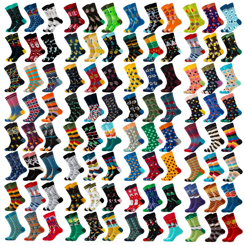

Wholesale 6 Colour Combination Creative Cotton Sock Funny Crazy Design Colorful Funky Cool Happy Dress Crew Socks, Picture