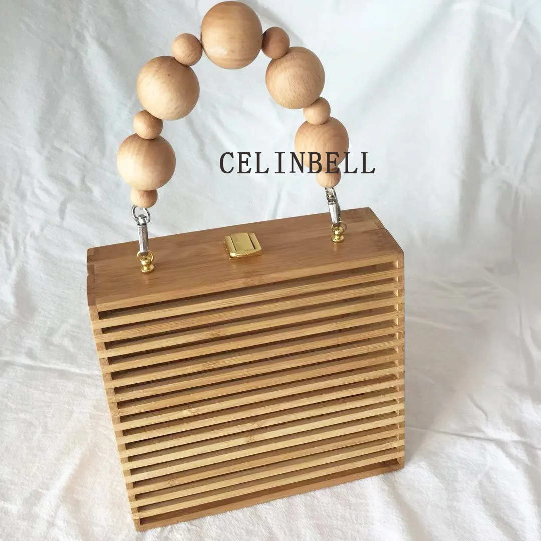 

ins new woven bamboo basket hollow hand bag acrylic handbag seaside vacation beach bag lady bag, Kids straw bag