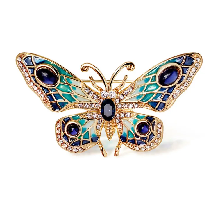 

High quality brooch fashion accessories Royal style gem butterfly necklace dual brooch, Golden, silver