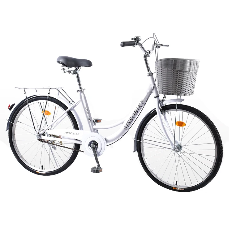 

Wholesale 26'' Steel Material Popular Lady Urban Bike With Basket City Bicycle For Women, White,black,beige