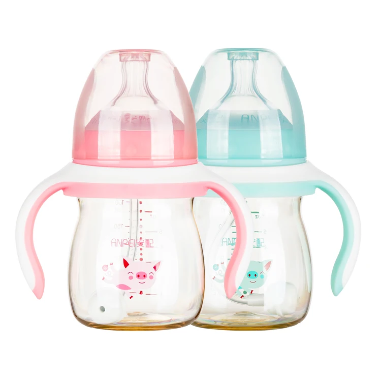 

Wholesale OEM high quality ppsu bottles BPA Free wide diameter silica gel nipple baby bottles, Pink, blue