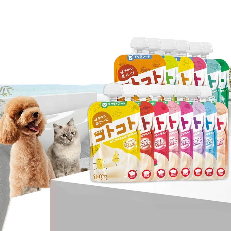 

Hot Selling 100g Pouch Pet Food Animal Supplies Delicious Cat Lick Treats Snacks Food, As pic