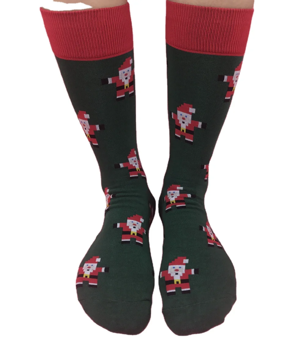 

AJ20179 Custom Red Santa Patterned Nylon Athleic Sport Compression Men Socks
