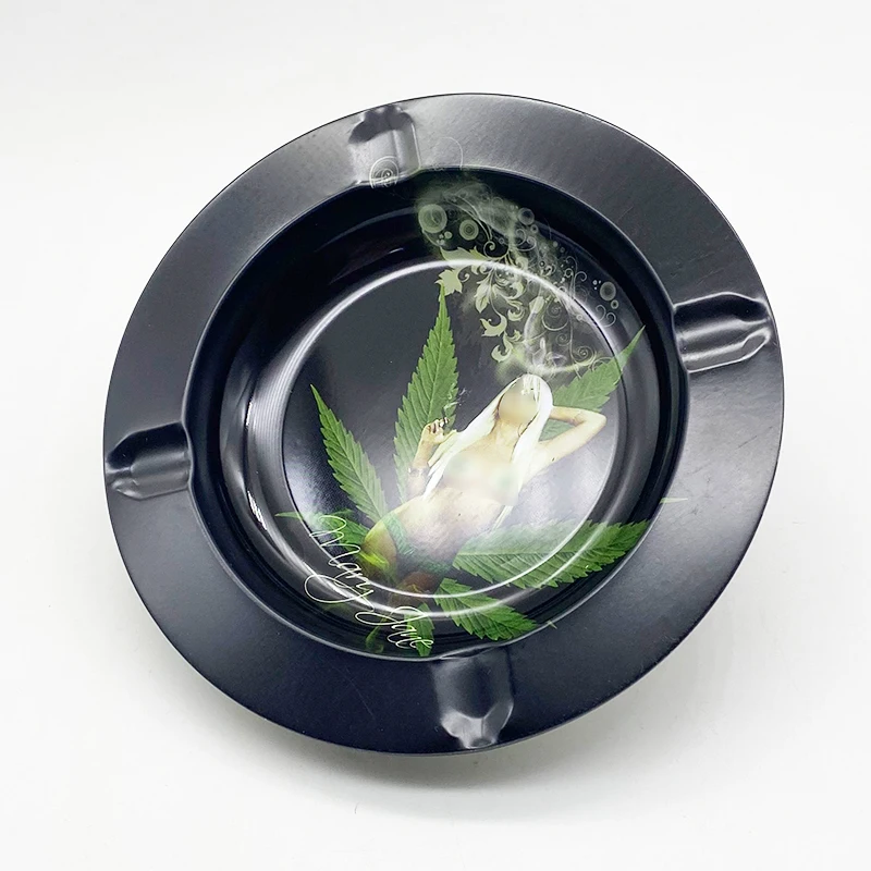 

SHINY weed ash trays smoking weed metal tinplate ashtray mini tin ash trays color, Oem customized