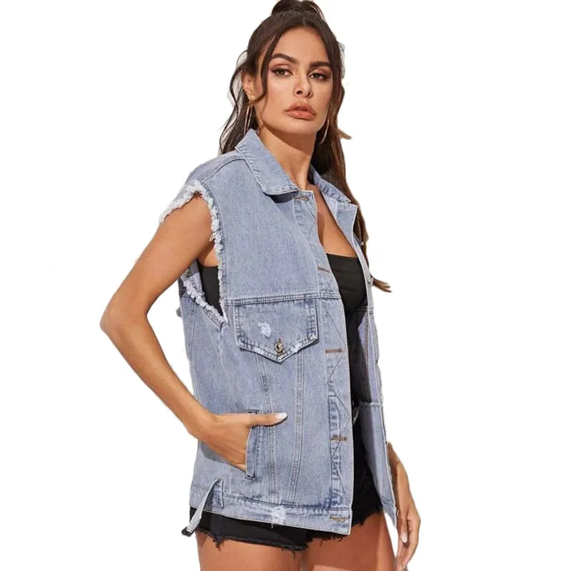 ripped back denim jacket