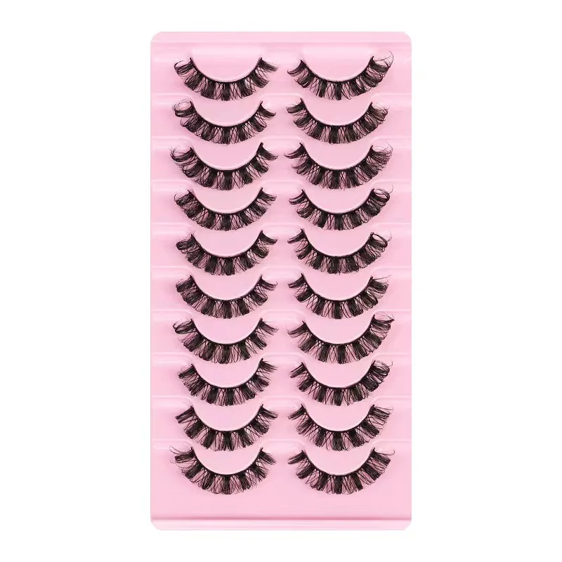 

Best Selling Dramatic 25mm 10 Pairs Pack 3D Silk Russian Eyelashes D DD Curl Strip Lashes