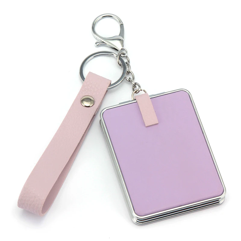 

pu ladies compact empty white leather mirror PU Mirror pocket Keychain Mirror, Customized color