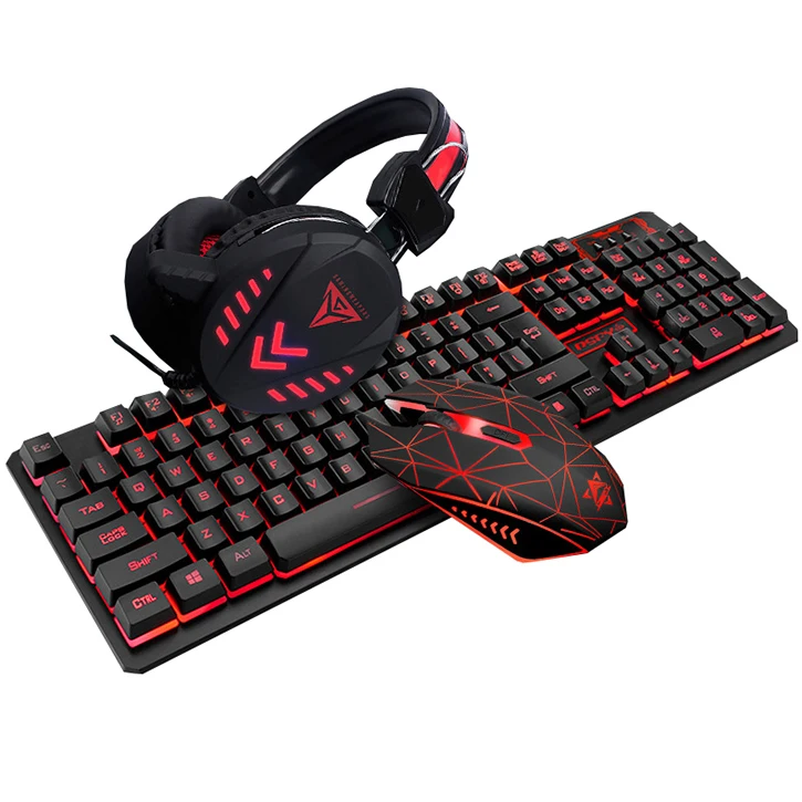 

headset keyboard gaming mouse kit gamer set, Black