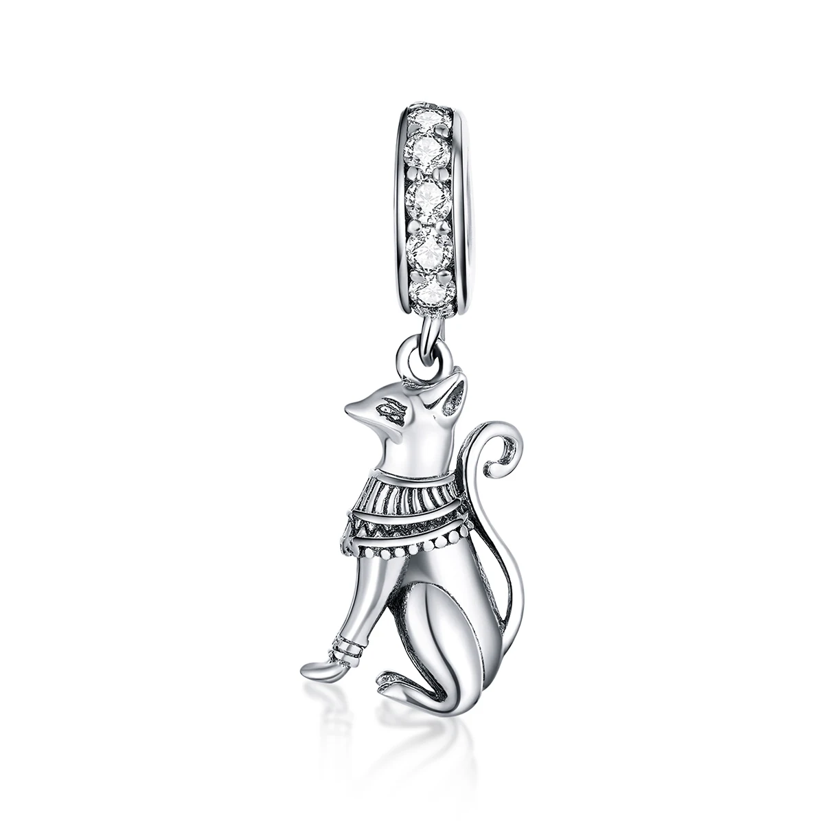 

BAMOER 925 Sterling Silver Egyptian Style Cat Animal Pendant Charm for Original Snake Silver Bracelet & Necklace Jewelry SCC1505