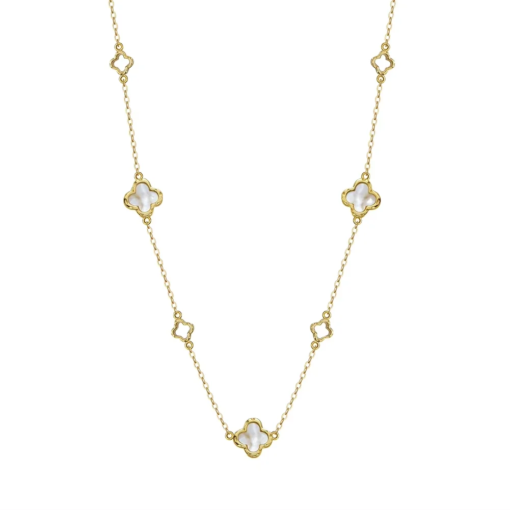 Gold Plated 925 Sterling Silver CZ Dainty Diamond Station Necklace for Women