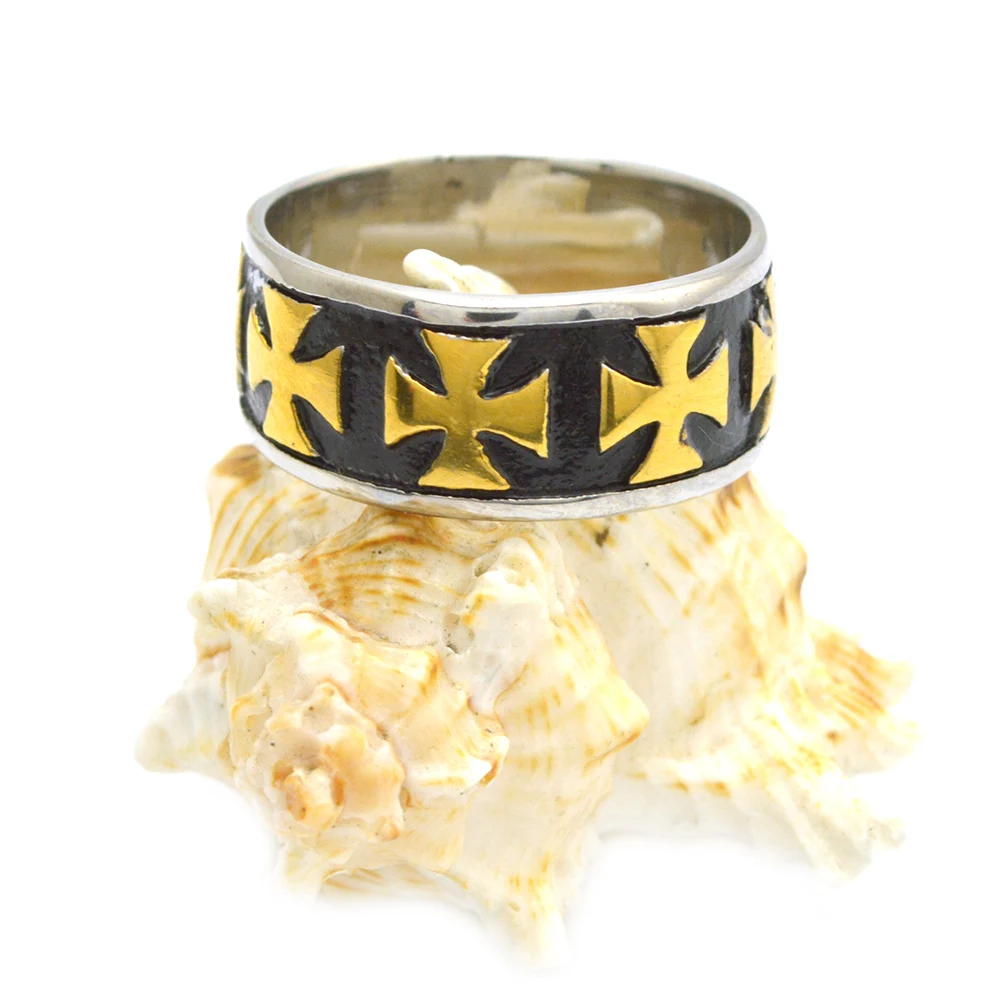 

Titanium Jewelry Men Cross Stainless Steel Rings Hip Hop Design Hot Sale In 2020, As picture