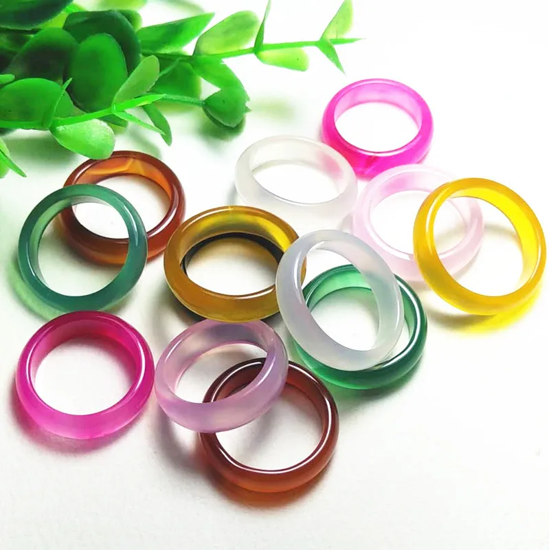 

NEW Unisex Ring Jewelry Agate Various Gemstone Ring Wholesale Green Jade ring