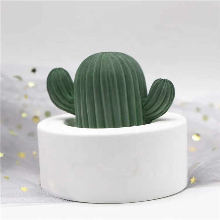 

Home Fragrance Decoration Cactus Shaped Ceramic Aroma Stone Essemtial Oil Diffuser, White+green