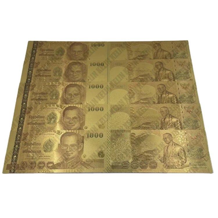 

Competitive price 1000 THB money plastic gold plated foil banknote with custom design