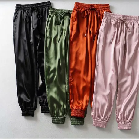 

New fashion elastic waist small feet slippery sport women trousers