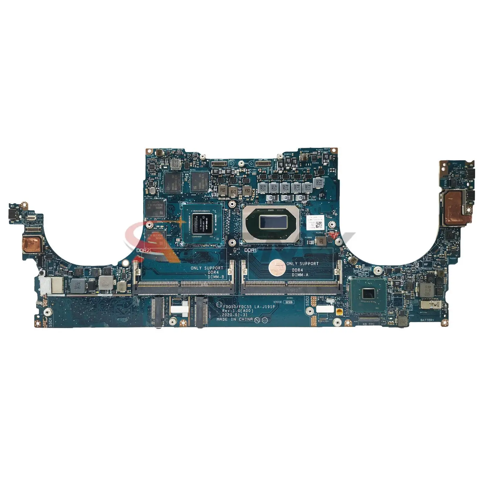 

For DELL XPS 15 9500 Laptop Motherboard With I7/I9 CPU GTX1650/GTX1650TI 4GB FDQ50 FDC55 LA-J191P CN-0RHXRG CN-0XWT2F