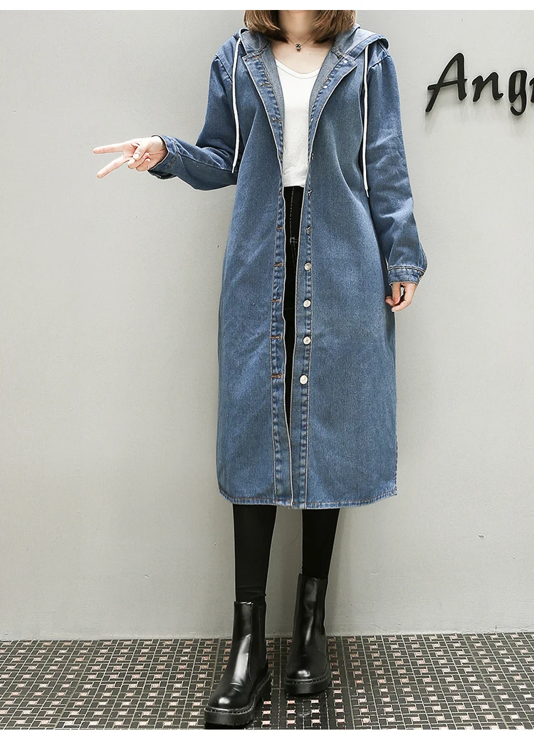 Buy Hooded Denim Coat,Plus Size Coat 