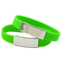 

eco-friendly recycled engraved hand wristband adjustable silicone rubber bracelet with metal buckle