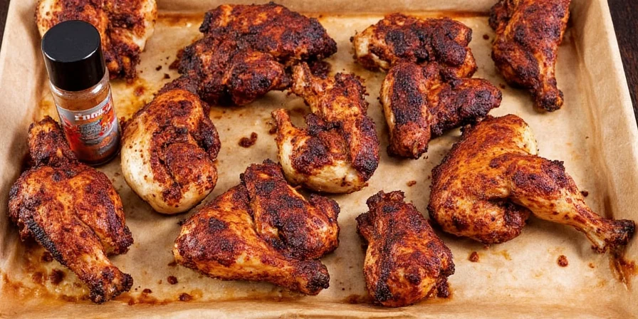Grilled chicken thighs with different rubs applied