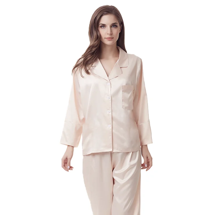 

Popular Korean Kimono Pajamas Home Party Sleepwear Satin Silk Long Sleeve and Long Pants Womens Pajama Sets 2 Piece, White, black, burgundy, dusty blue, orange, nude pink, skin red...