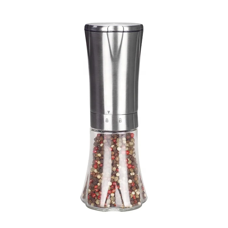 

304 Stainless Steel Ceramic Electric Gravity Spice Mill Salt grinder with 200ml glass jar