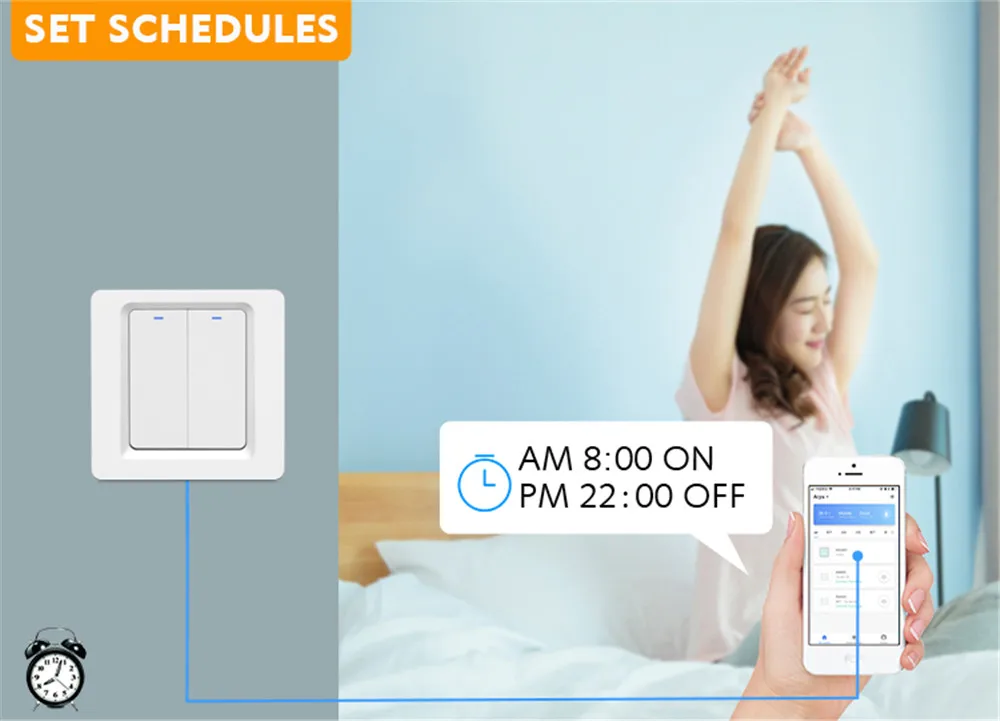 Schedule Remote Controlled 2 Gang Switch EU ZigBee Smart Switch Tuya Zigbee Switch No Neutral - ANKUX.COM