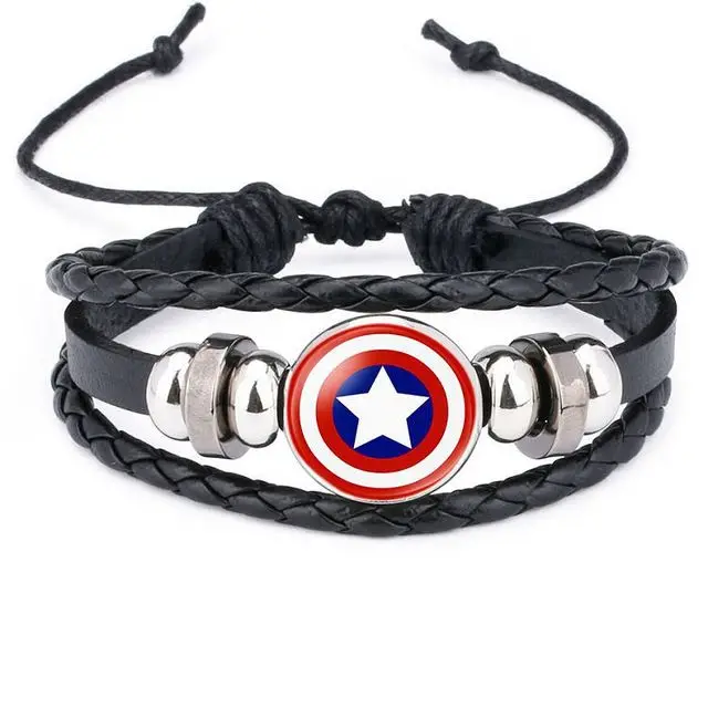 

Fashion Leather Weave Wristband Adjustable Hero wristband Student Surprise Party Gift For Boys Multi-layer braided Bracelet, Picture shows